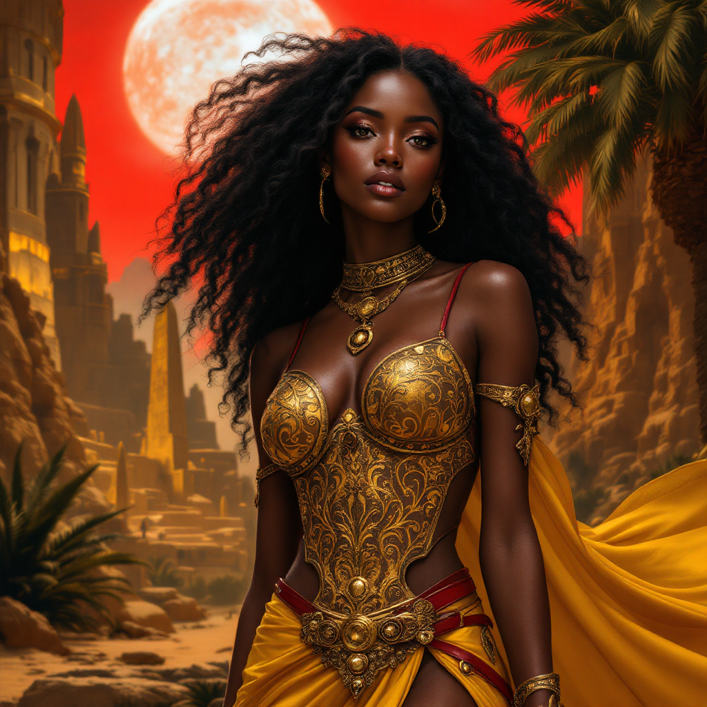 Princess Andromeda of Joppa beneath a blazing moon