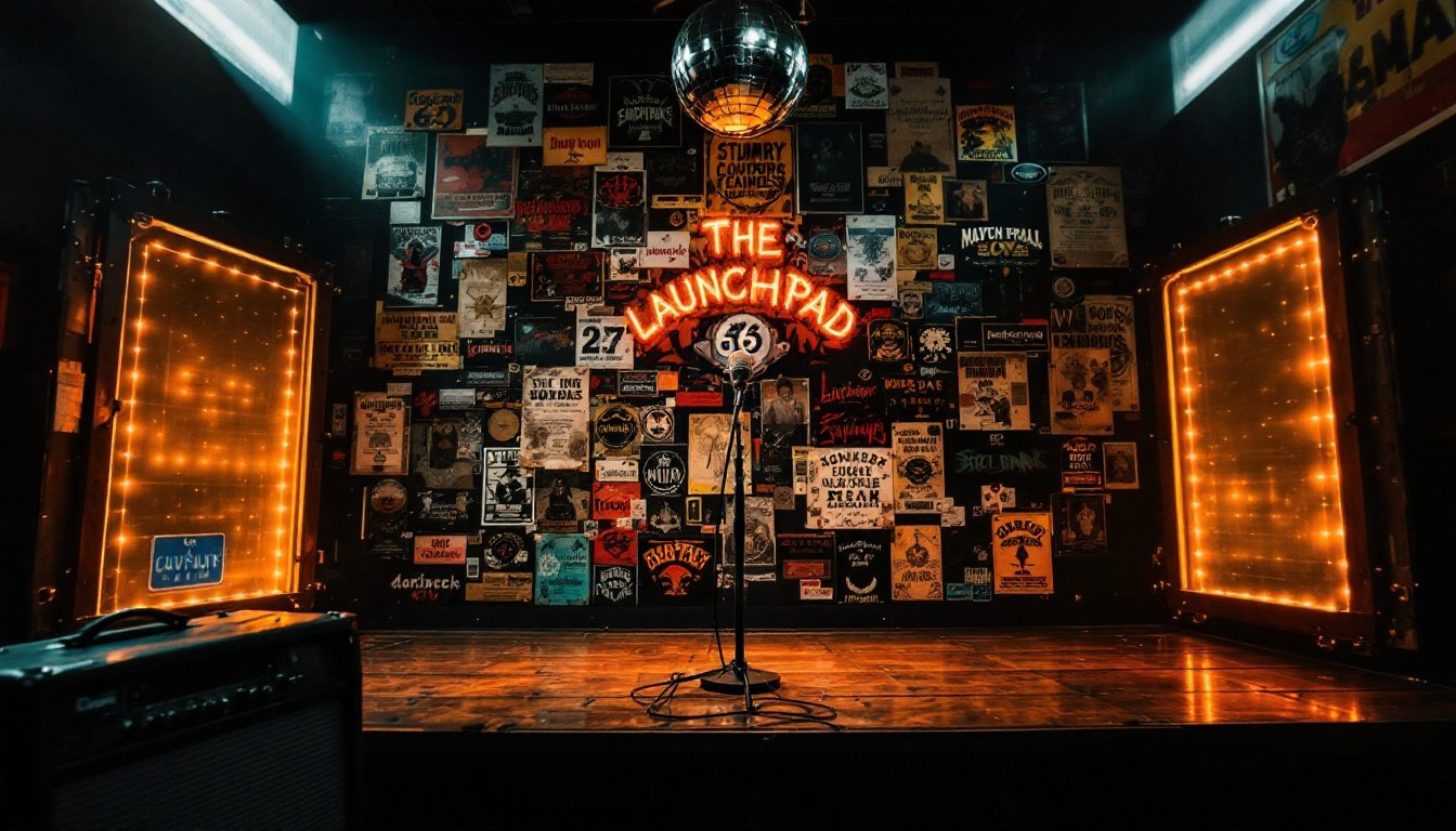 The empty Launchpad stage inside the Nowhere Bar